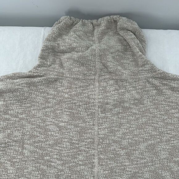 Prana Top W Medium Tan White Pullover Drawstring Cowl Neck Sweatshirt Lightweigt - Picture 6 of 9
